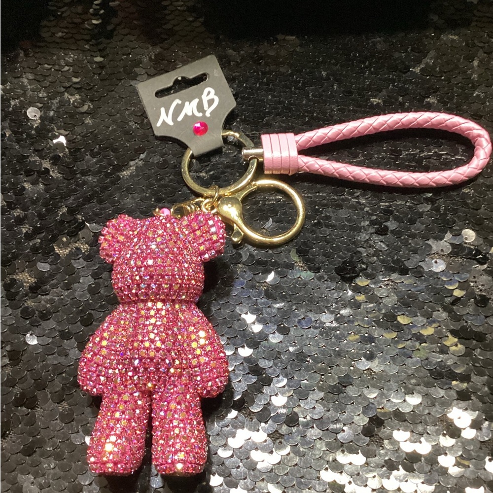 Pink Rhinestone Bear Bag/Key Charm - Picture 4 of 5